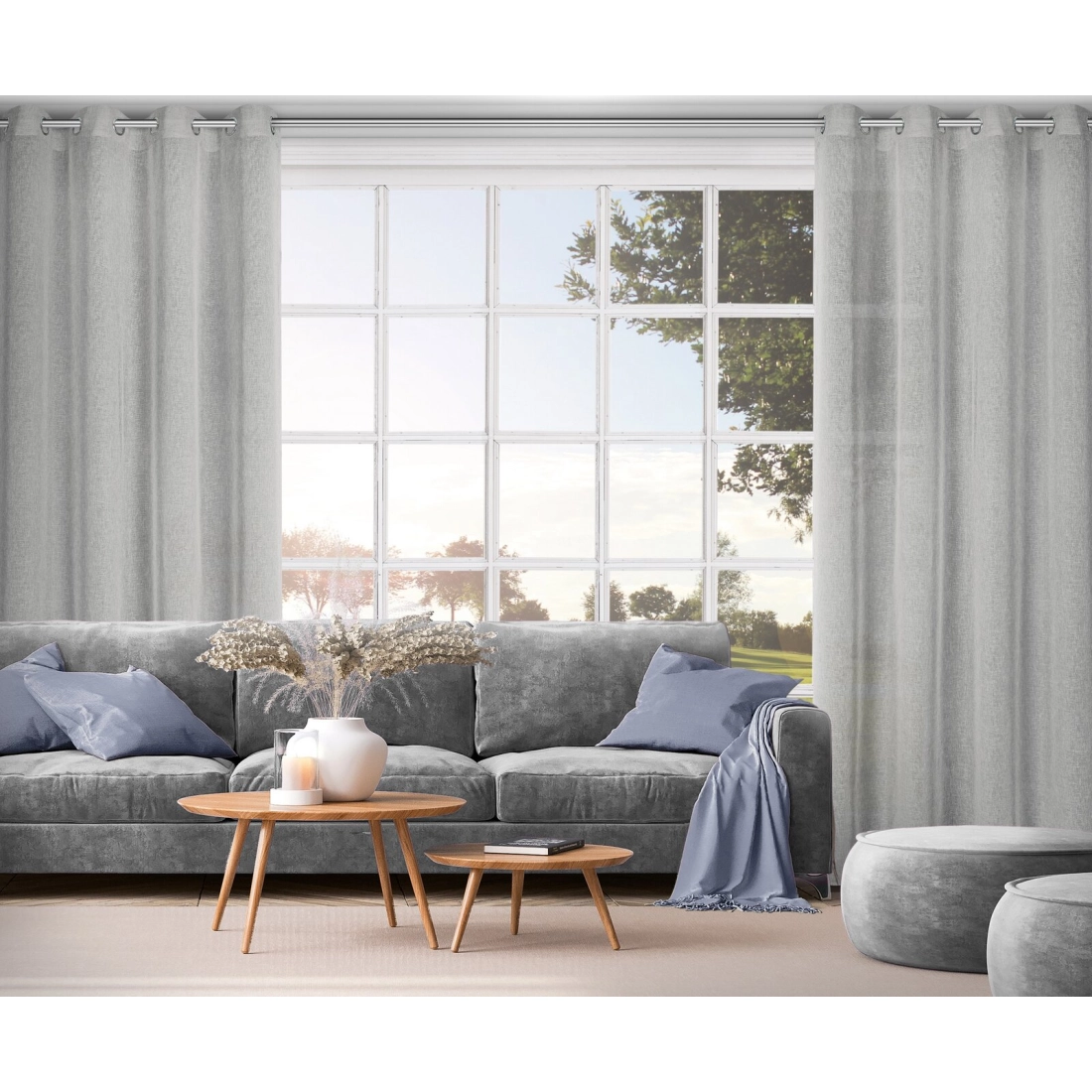 Záves 140x250 cm polyestru strieborný na kovové krúžky ANGELIKA