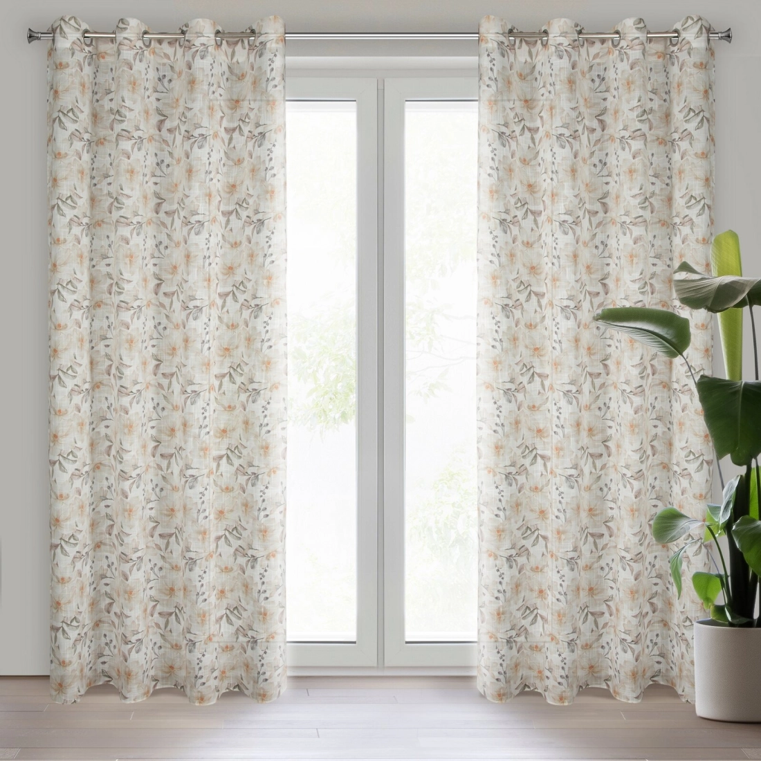 Záves 140x250 cm prírodný béžový na kovové krúžky AMARA