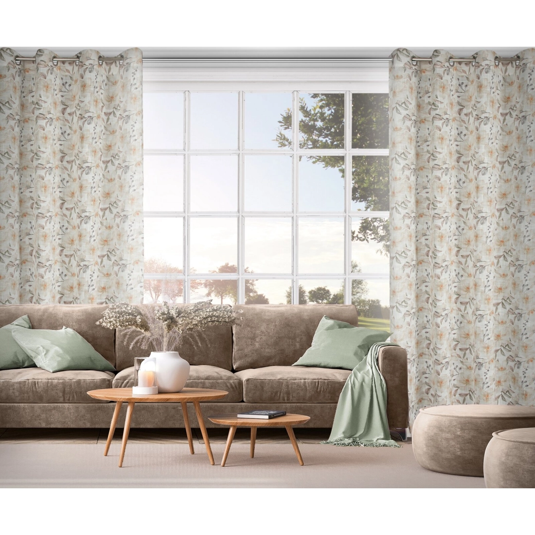 Záves 140x250 cm prírodný béžový na kovové krúžky AMARA