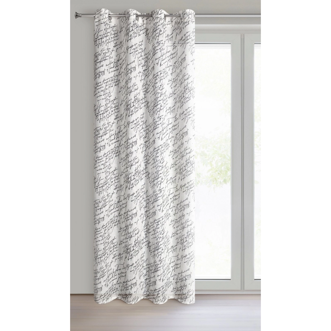 Záves 140x250 cm prírodný čierny na kovové krúžky EDITH