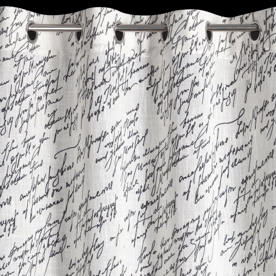 Záves 140x250 cm prírodný čierny na kovové krúžky EDITH