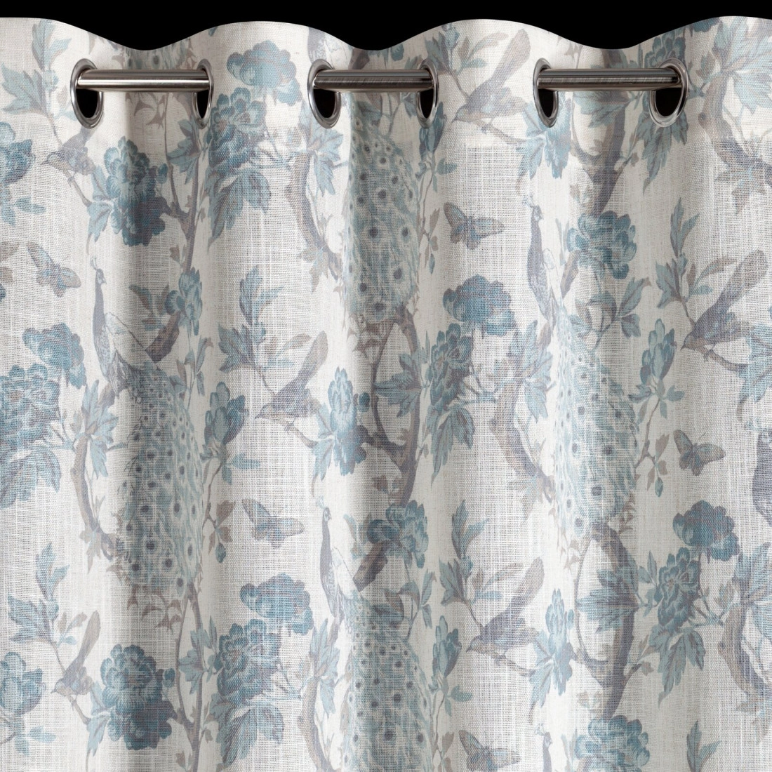 Záves 140x250 cm prírodný modrý na kovové krúžky EMERA