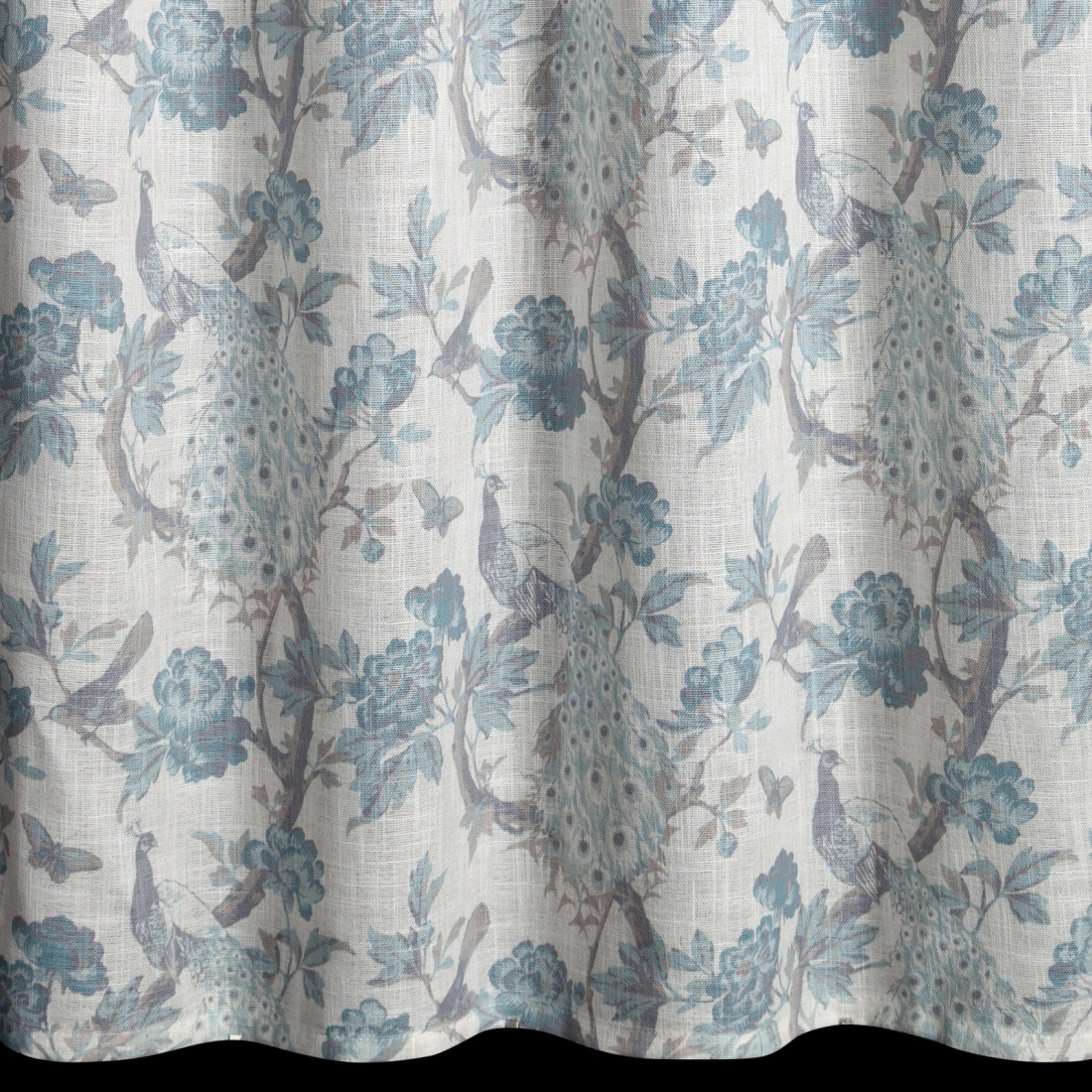 Záves 140x250 cm prírodný modrý na kovové krúžky EMERA