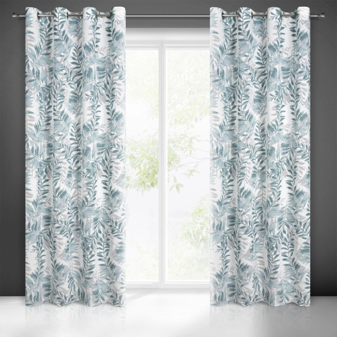 Záves 140x250 cm prírodný modrý na kovové krúžky HARIET