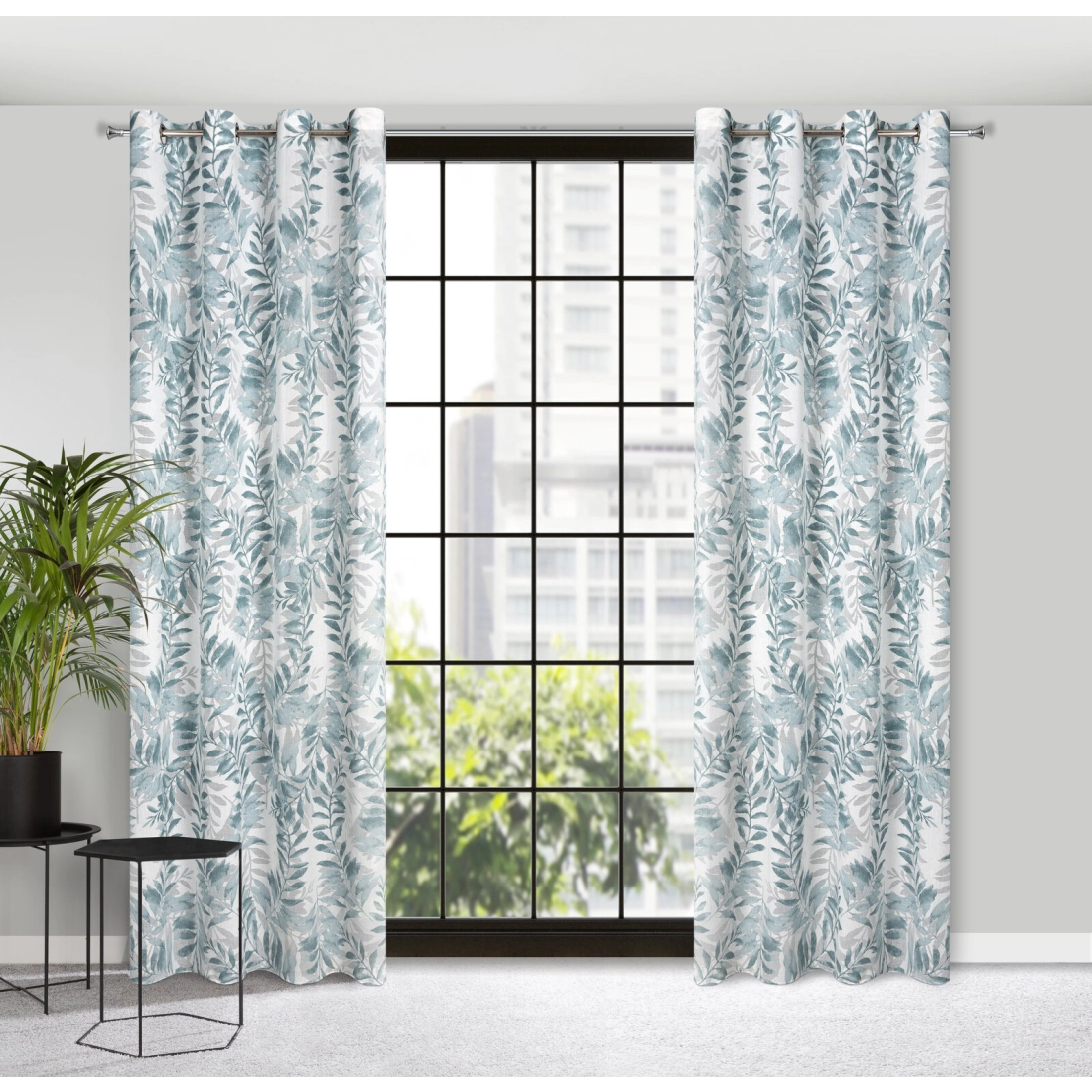 Záves 140x250 cm prírodný modrý na kovové krúžky HARIET