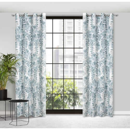 Záves 140x250 cm prírodný modrý na kovové krúžky HARIET