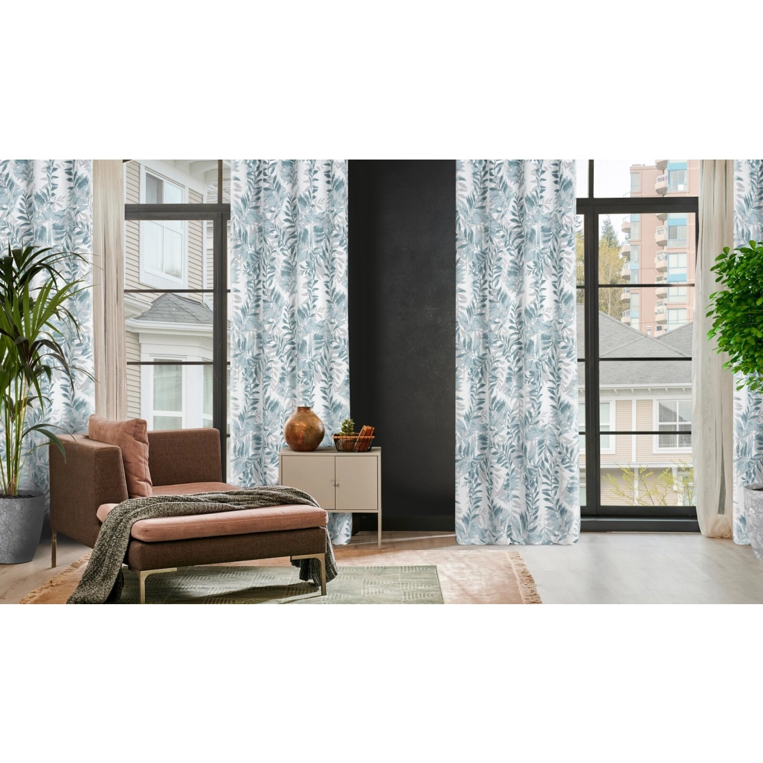 Záves 140x250 cm prírodný modrý na kovové krúžky HARIET