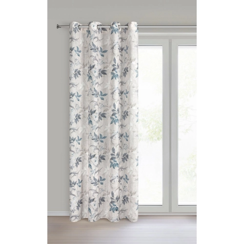 Záves 140x250 cm prírodný modrý na kovové krúžky NICOLA