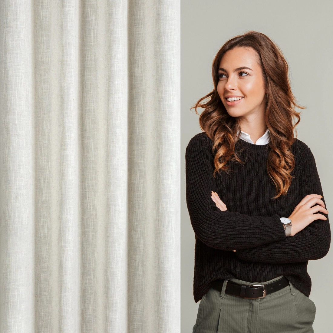 Záves 140x250 cm prírodný na kovové krúžky ELINA