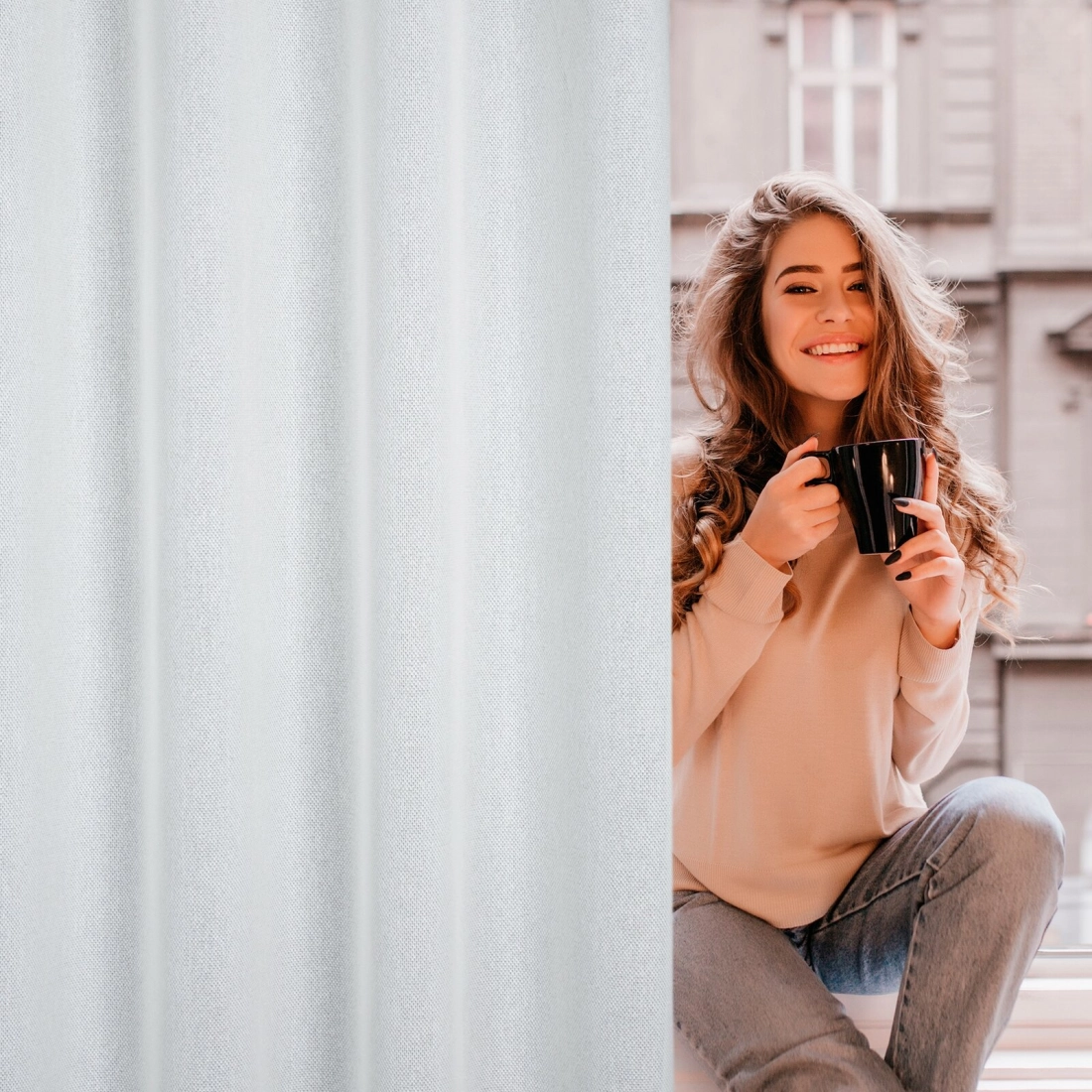 Záves 140x250 cm prírodný na kovové krúžky KENDAL