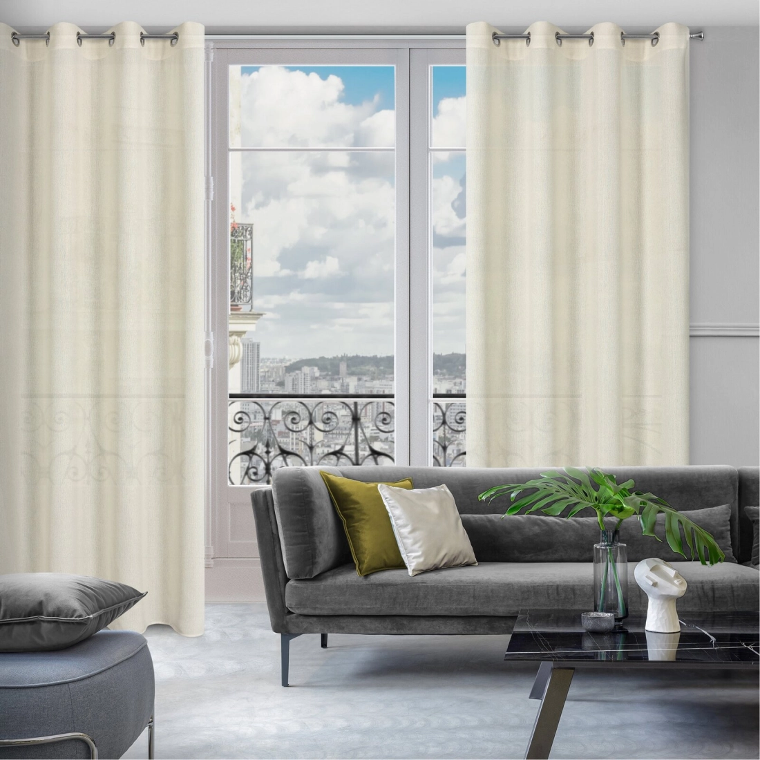 Záves 140x250 cm prírodný na kovové krúžky LIDIA