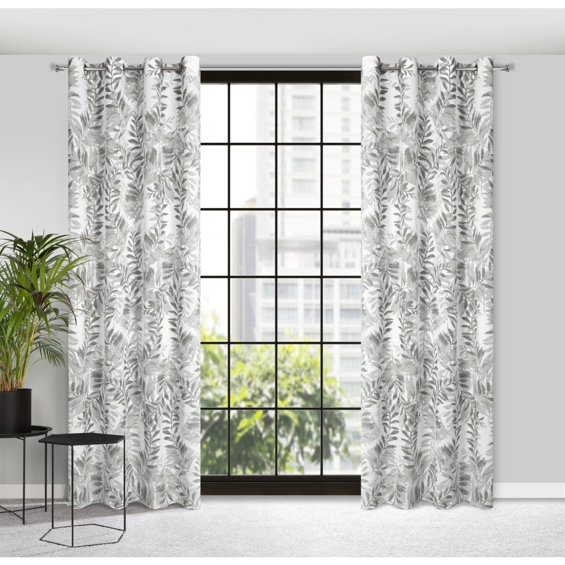 Záves 140x250 cm prírodný oceľový na kovové krúžky HARIET