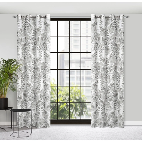 Záves 140x250 cm prírodný oceľový na kovové krúžky HARIET