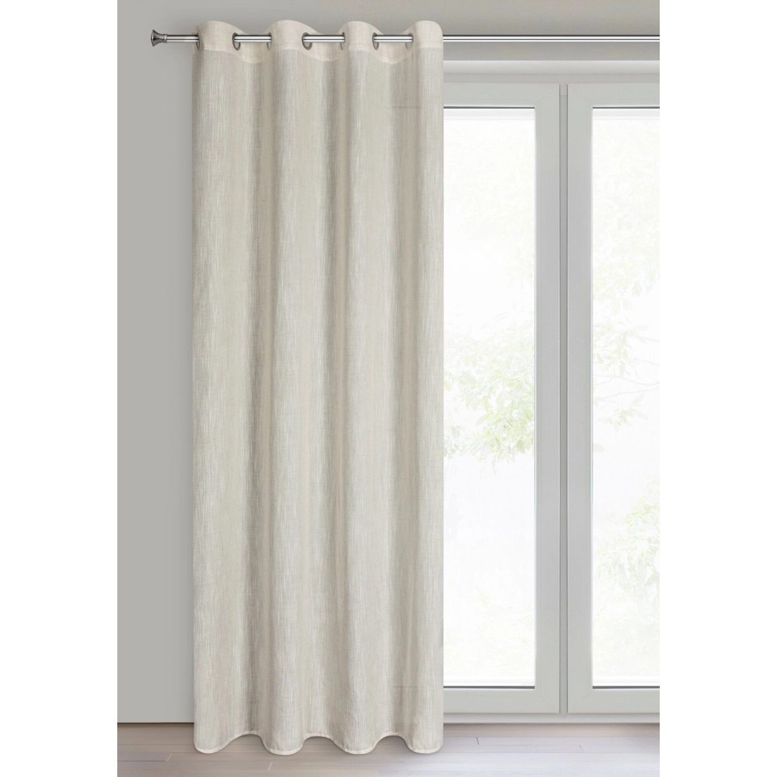 Záves 140x250 cm prírodný s ľanom na kovové krúžky LATIKA