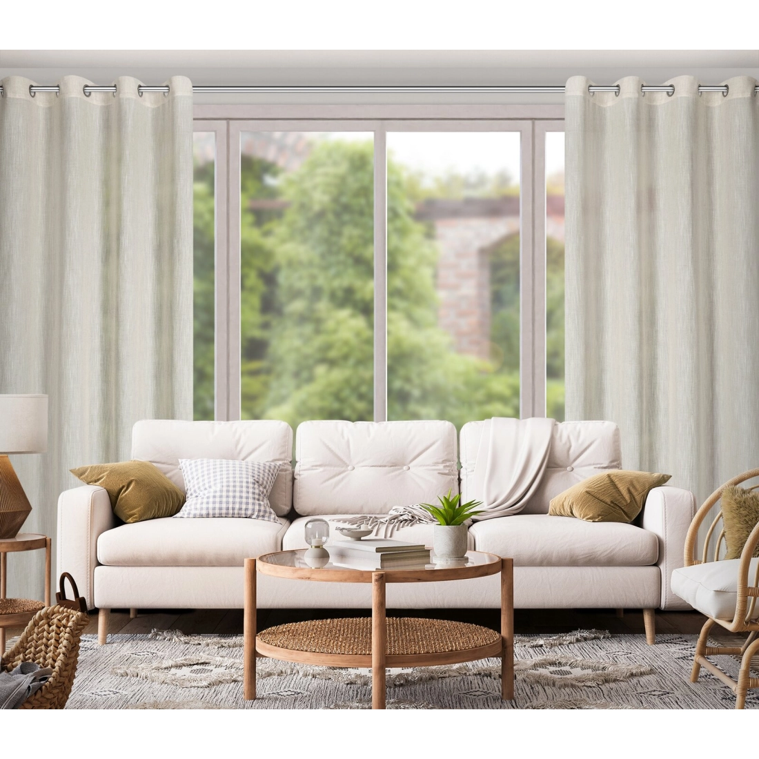 Záves 140x250 cm prírodný s ľanom na kovové krúžky LATIKA