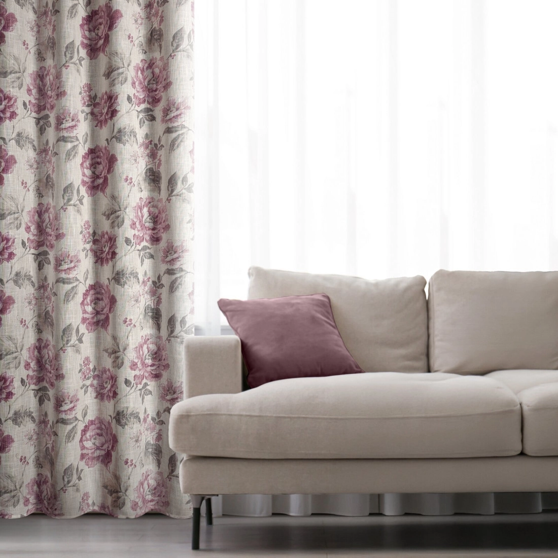 Záves 140x250 cm ružový na kovové krúžky DAVENA