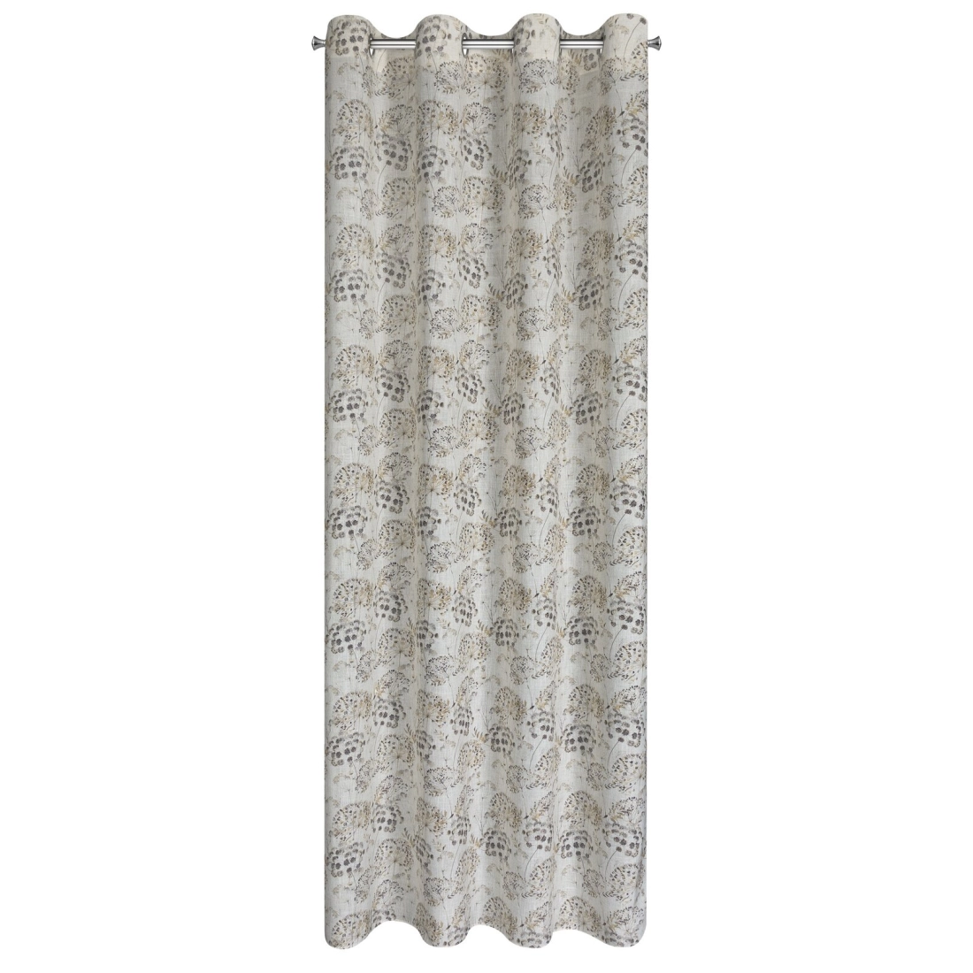 Záves 140x250 cm s ľanom prírodný hnedý na kovové krúžky MIRA