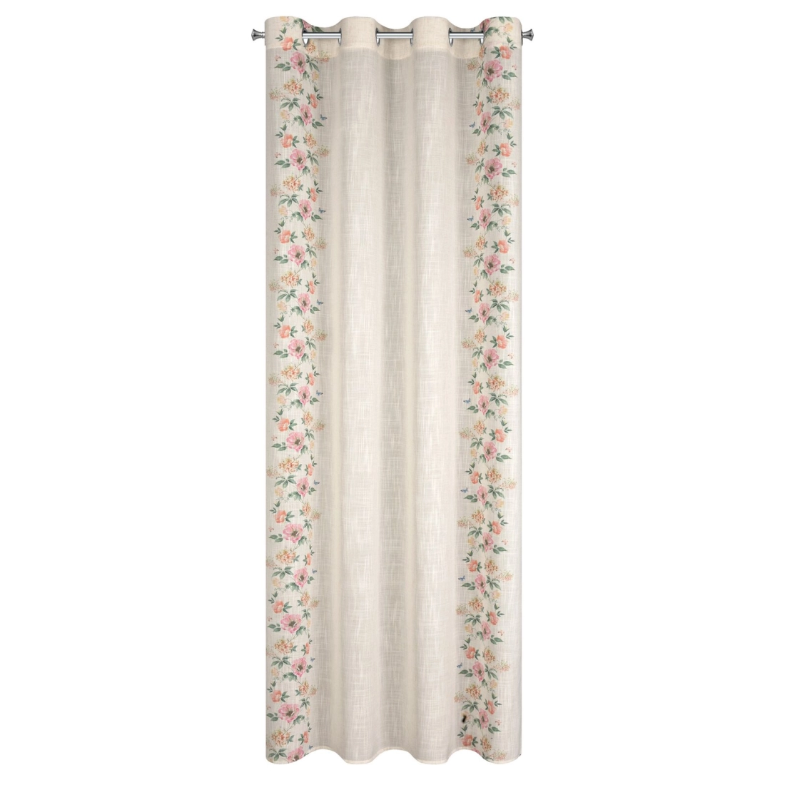 Závěs 140x250 cm s lnem přírodní růžový na kovové kroužky VANESA