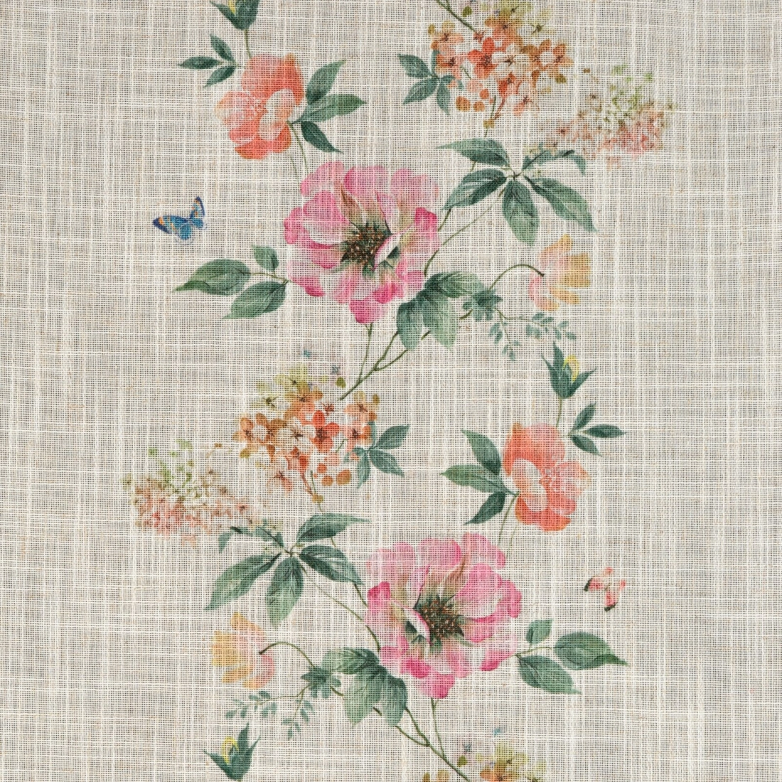 Závěs 140x250 cm s lnem přírodní růžový na kovové kroužky VANESA