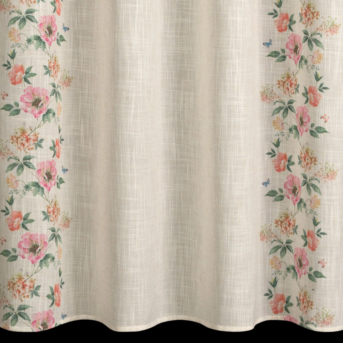 Závěs 140x250 cm s lnem přírodní růžový na kovové kroužky VANESA