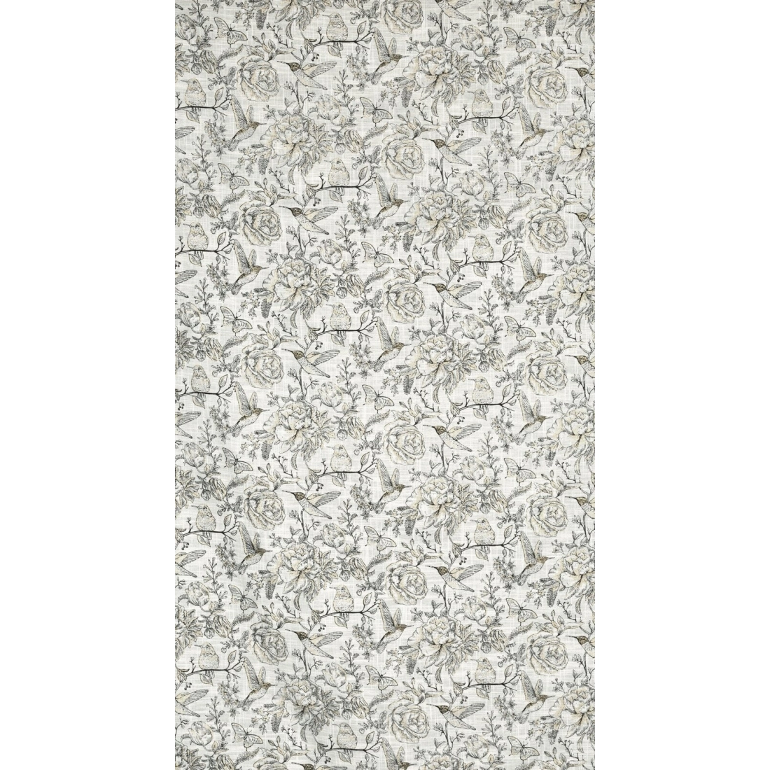 Záves 140x250 cm s ľanom prírodný s botanickým vzorom na kovové krúžky LUCINA 2