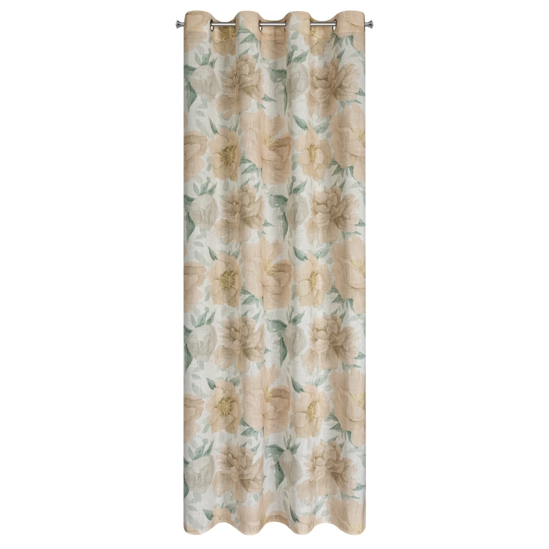 Záves 140x250 cm s ľanom prírodný svetlooranžový na kovové krúžky KARLA