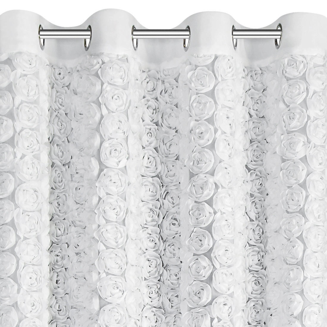 Záves 140x250 cm šifónový biely na kovové krúžky ROSES Eva Minge