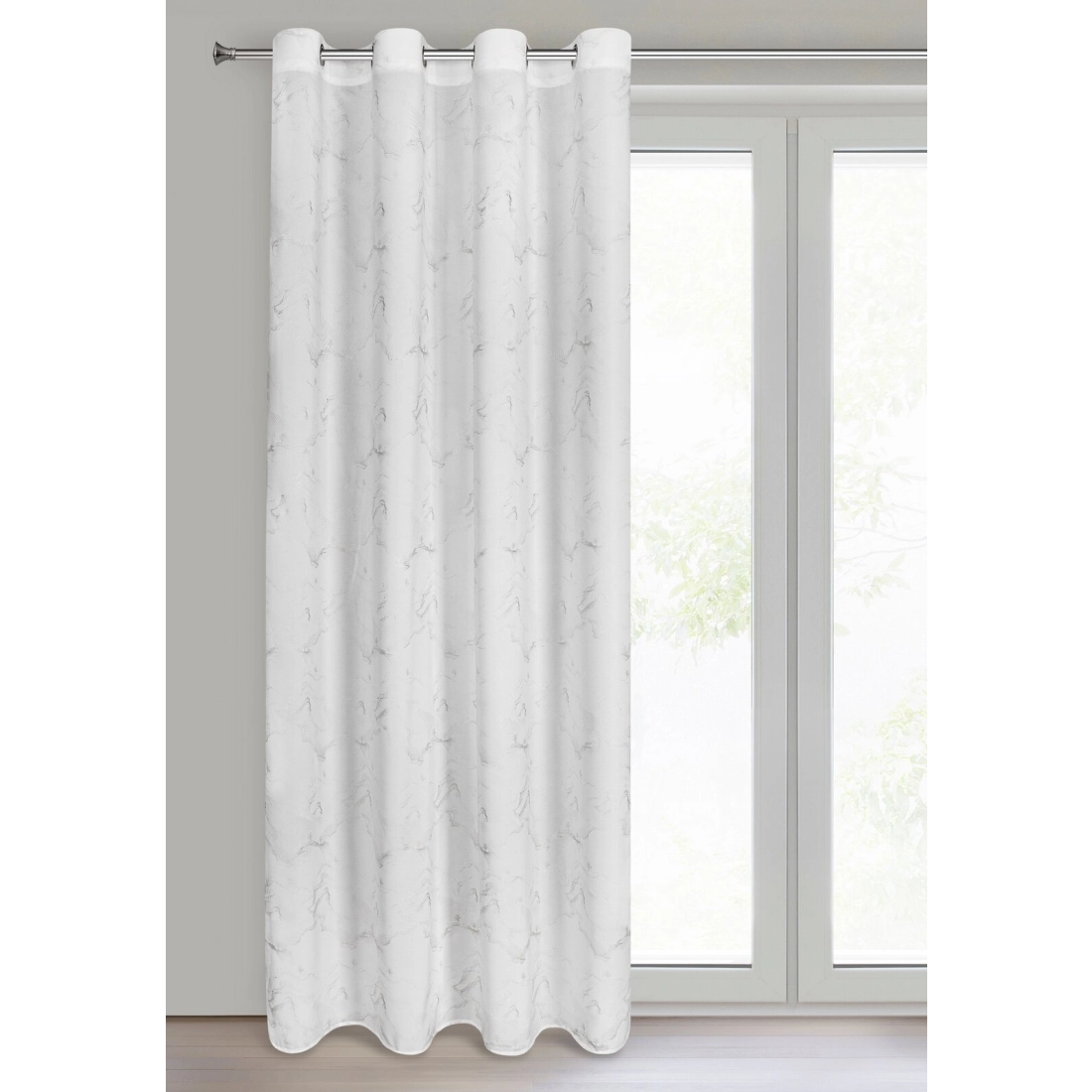 Závěs 140x250 cm šifonový bílý stříbřitý na kovové kroužky EMILI