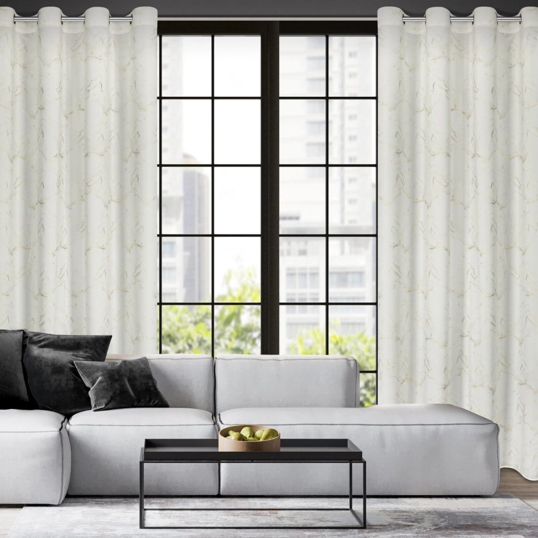 Závěs 140x250 cm šifonový přírodní šampaňský na kovové kroužky EMILI