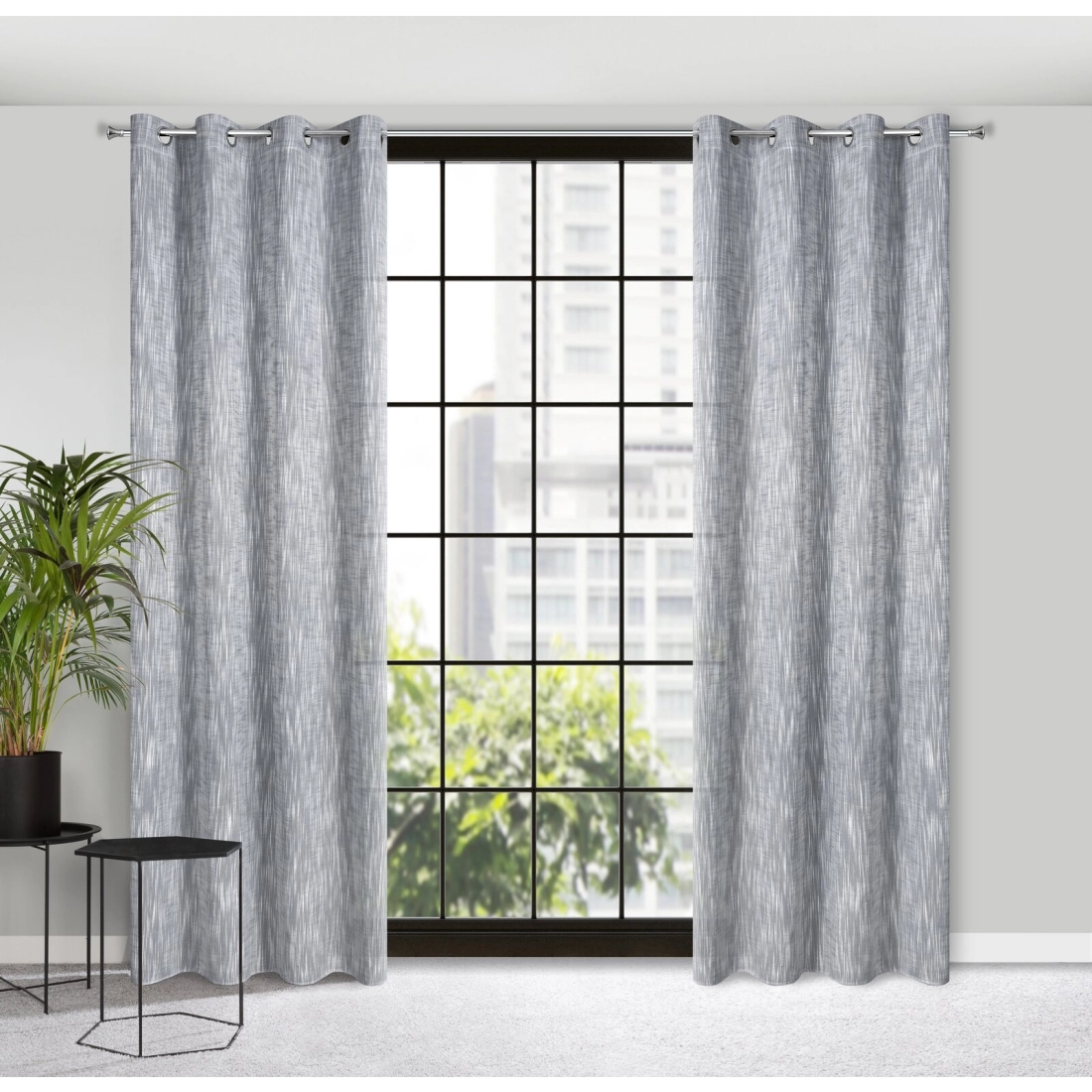 Závěs 140 x 250 cm šedý na kovové kroužky ANIKA