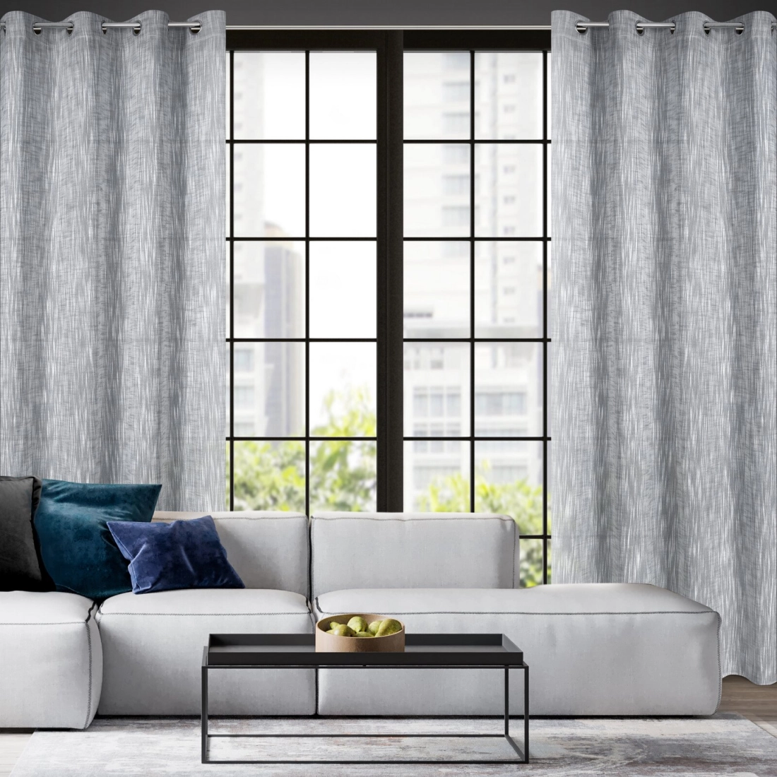 Závěs 140 x 250 cm šedý na kovové kroužky ANIKA