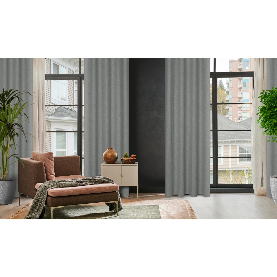 Záves 140x250 cm sivý na kovové krúžky LIDIA