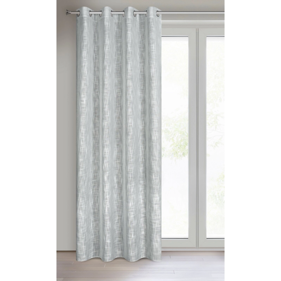 Závěs 140 x 250 cm šedý na kovových kroužcích LIREN