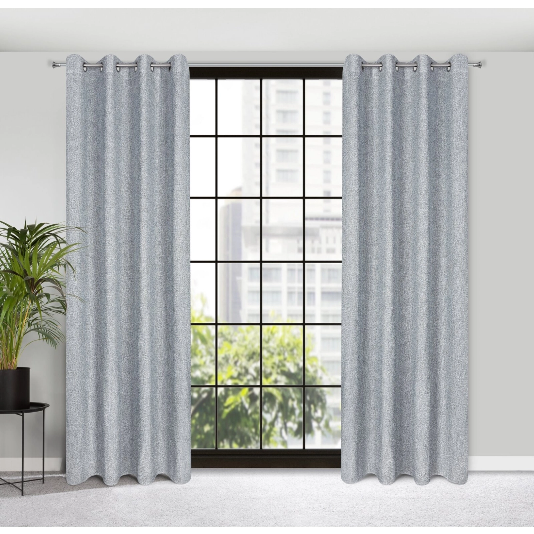 Závěs 140 x 250 cm šedý na kovových kroužcích MEGAN