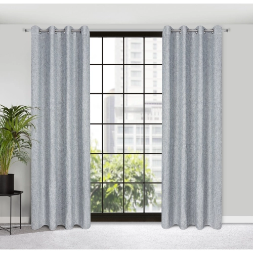 Závěs 140 x 250 cm šedý na kovových kroužcích MEGAN