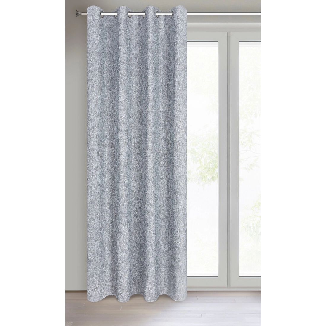 Závěs 140 x 250 cm šedý na kovových kroužcích MEGAN