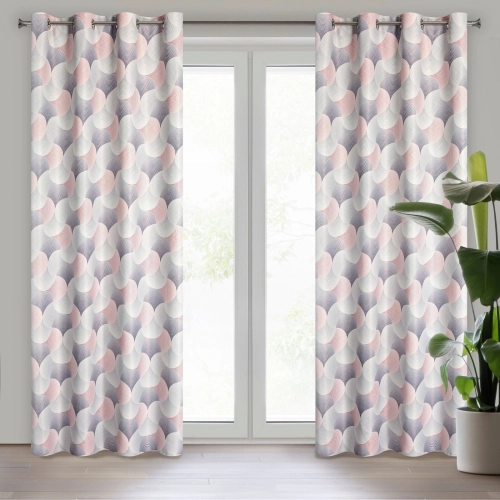 Záves 140x250 cm sivý, ružový na kovové krúžky ASETA