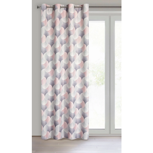 Záves 140x250 cm sivý, ružový na kovové krúžky ASETA