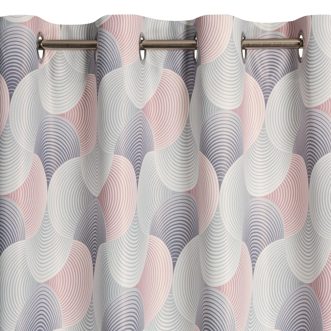 Záves 140x250 cm sivý, ružový na kovové krúžky ASETA