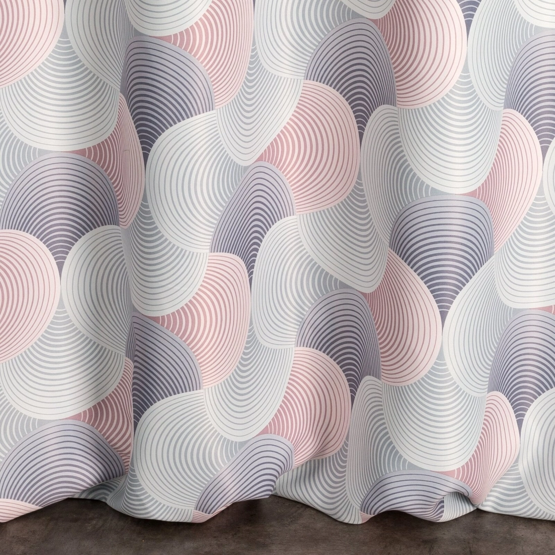 Záves 140x250 cm sivý, ružový na kovové krúžky ASETA