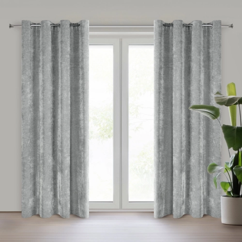 Záves 140x250 cm sivý s chenilovou štruktúrou na kovové krúžky NILO
