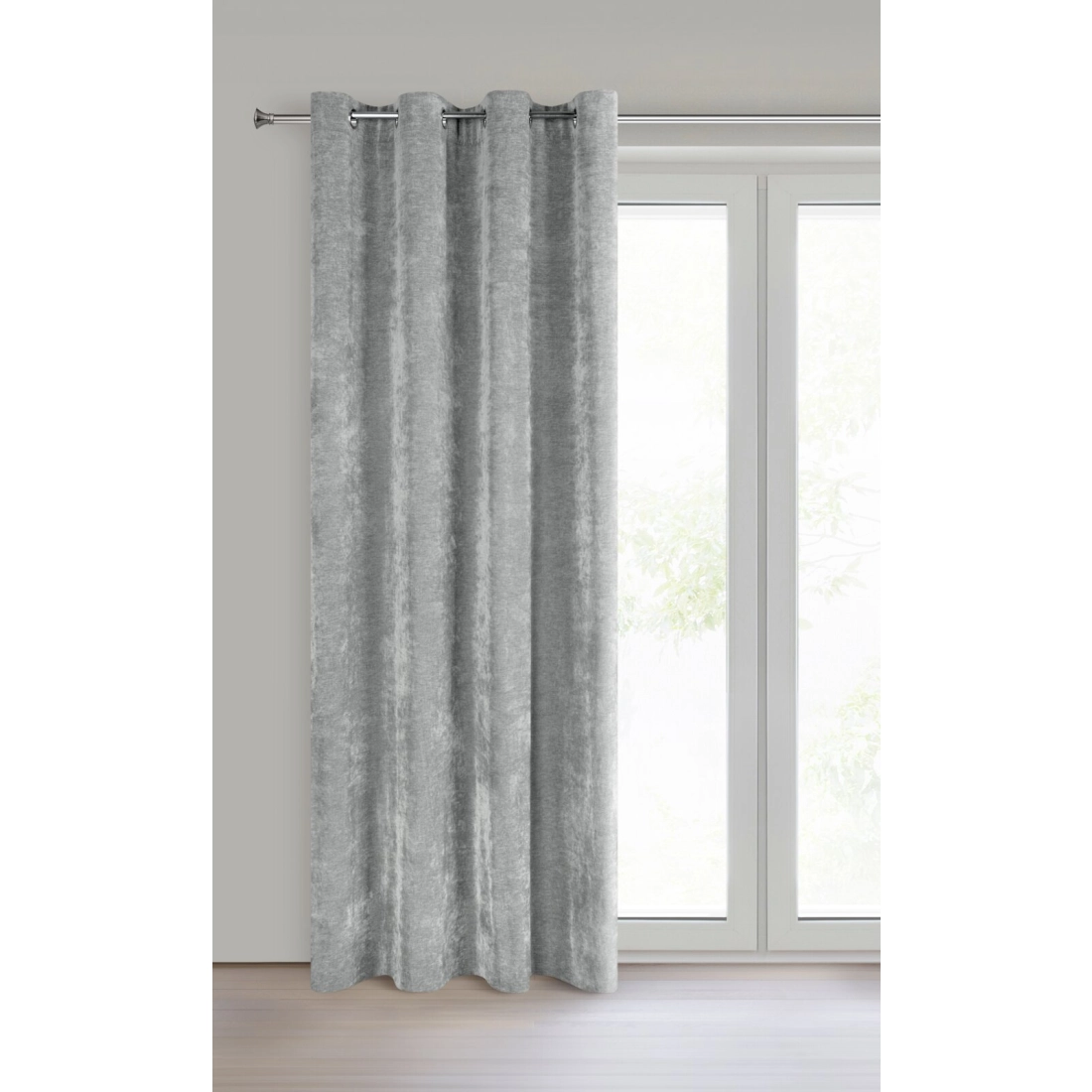 Záves 140x250 cm sivý s chenilovou štruktúrou na kovové krúžky NILO