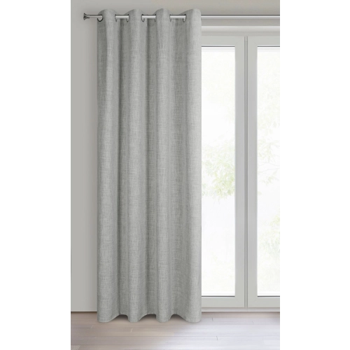 Záves 140x250 cm sivý s ľanovou väzbou na kovové krúžky ROMA