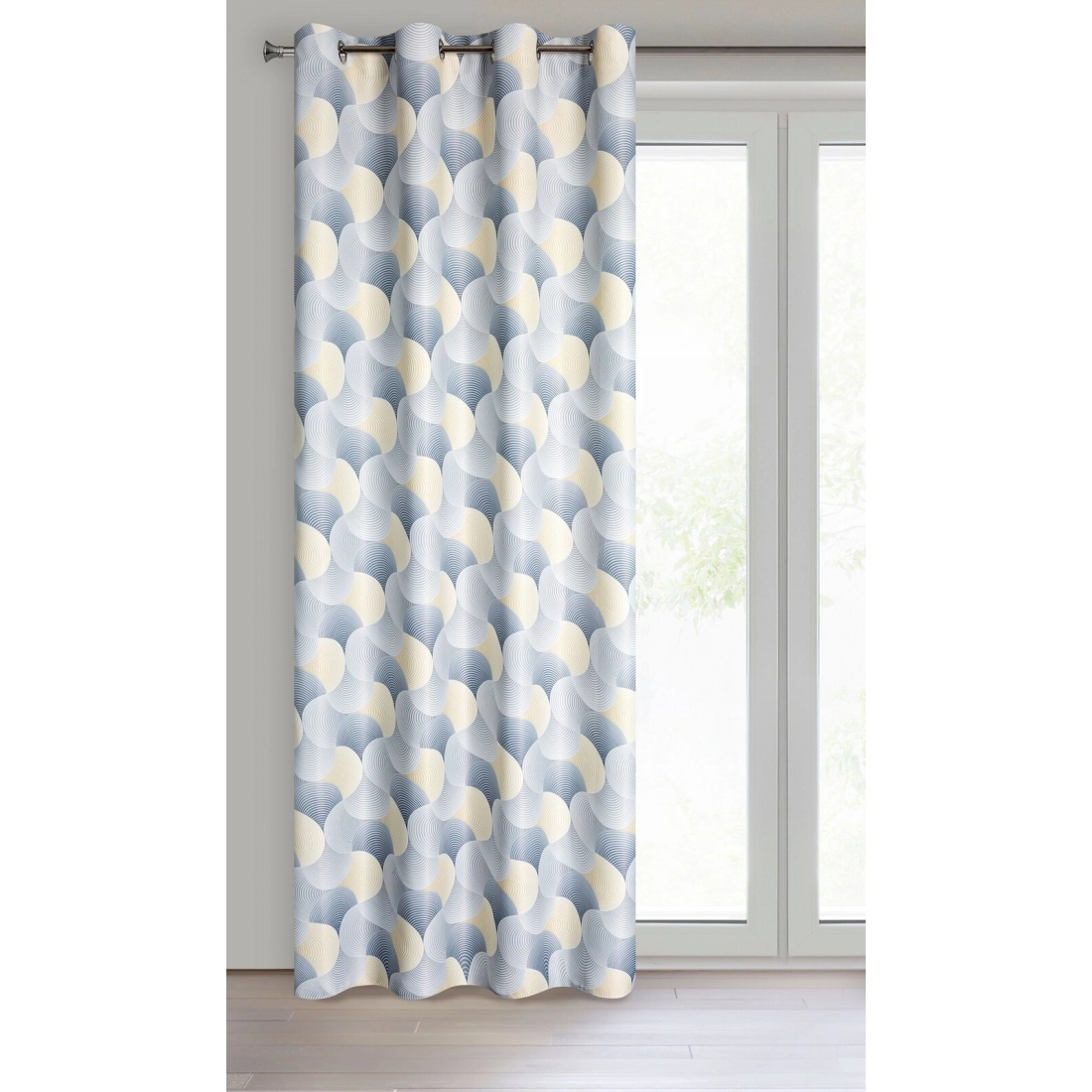 Záves 140x250 cm sivý, žltý na kovové krúžky ASETA