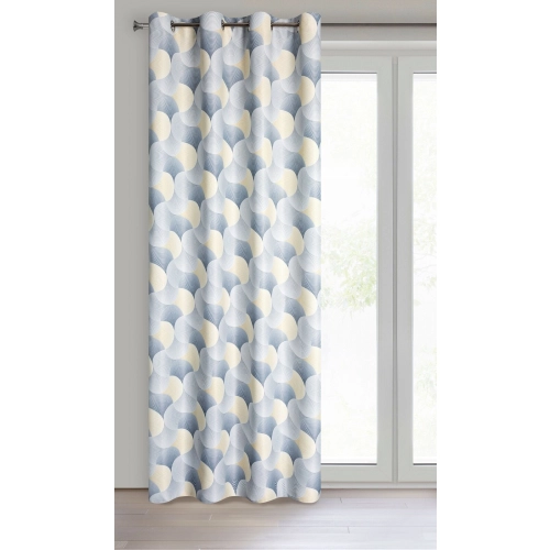 Záves 140x250 cm sivý, žltý na kovové krúžky ASETA