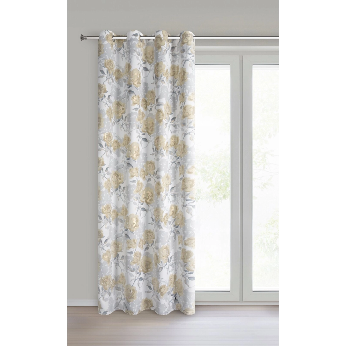 Záves 140x250 cm strieborno-horčicový zatemňovací na kovové krúžky INARI