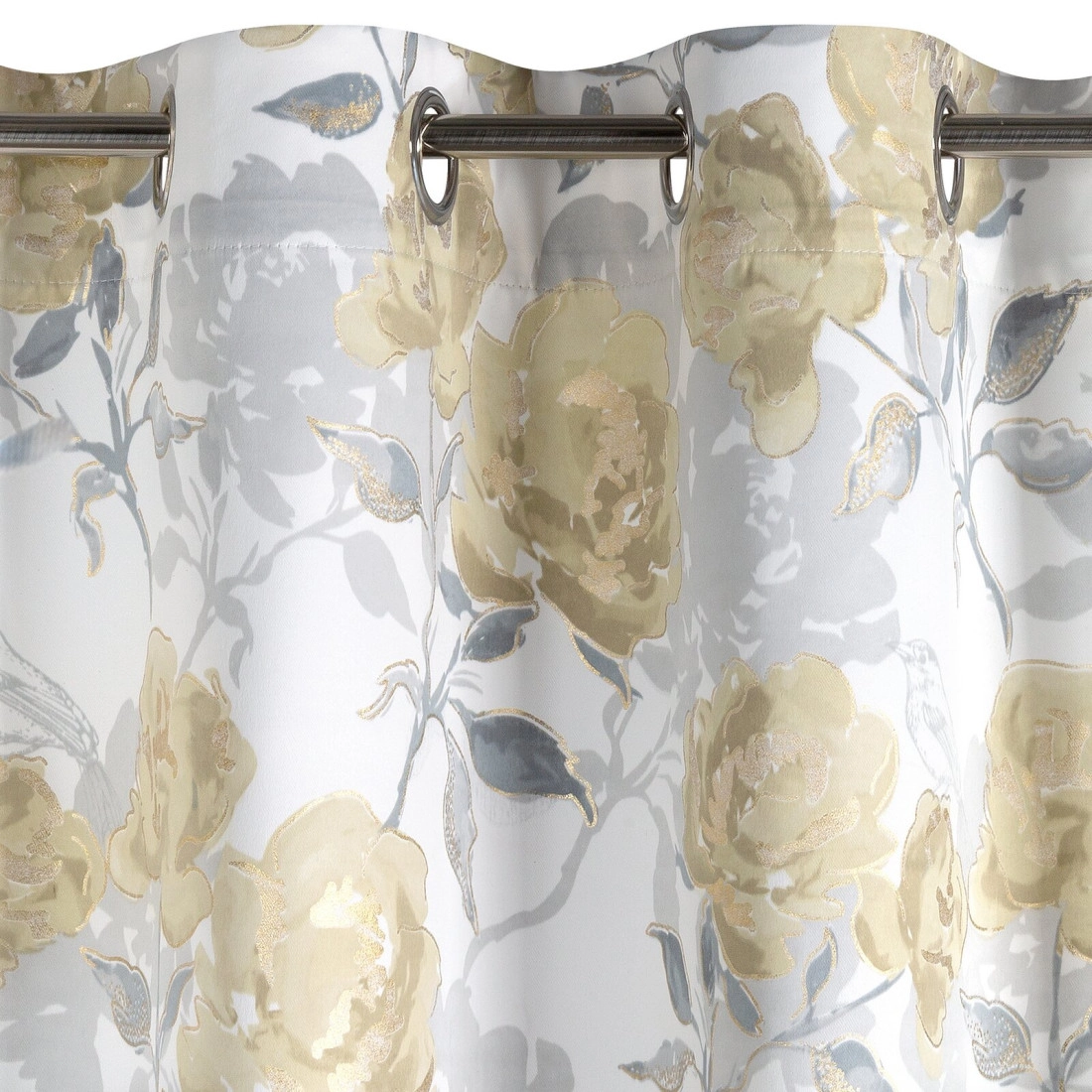 Záves 140x250 cm strieborno-horčicový zatemňovací na kovové krúžky INARI