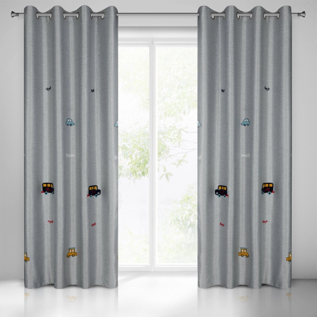 Záves 140x250 cm strieborno-modrý na kovové krúžky ALVIN