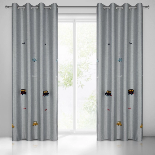 Záves 140x250 cm strieborno-modrý na kovové krúžky ALVIN