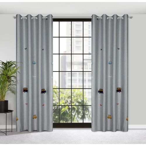 Záves 140x250 cm strieborno-modrý na kovové krúžky ALVIN